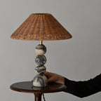 Carroll Marble & Rattan Table Lamp