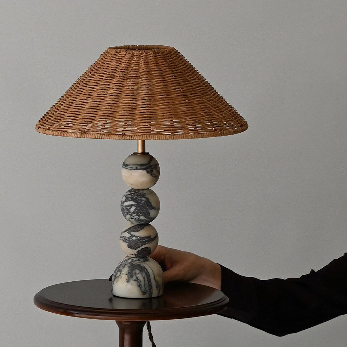 Carroll Marble & Rattan Table Lamp