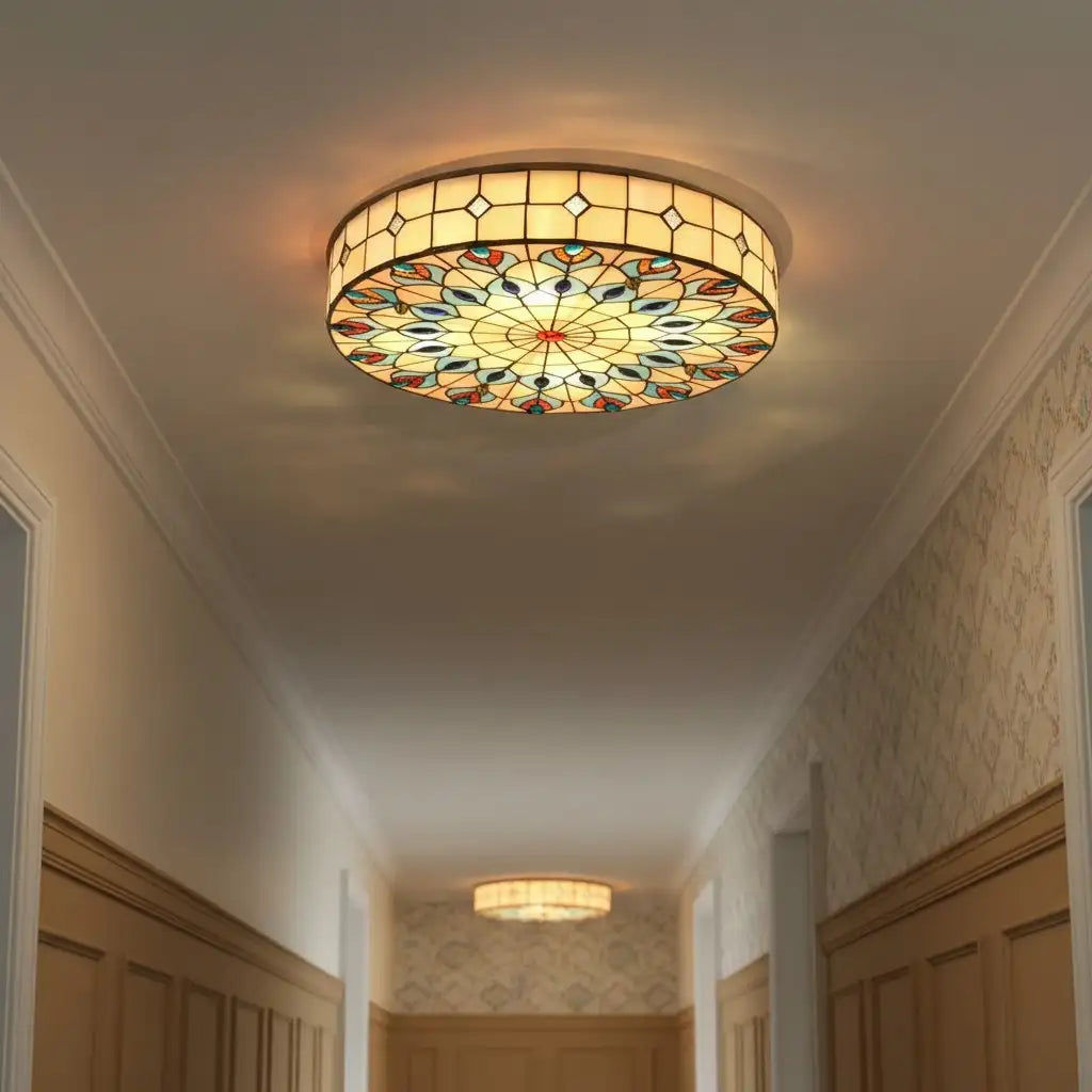 Cerise Tiffany Stained Glass Ceiling Light