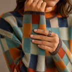 Women's Checkered Turtleneck Sweater