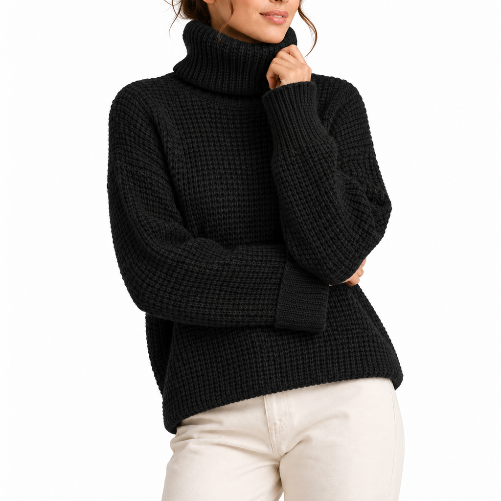 Women's Waffle Knit Turtleneck Sweater