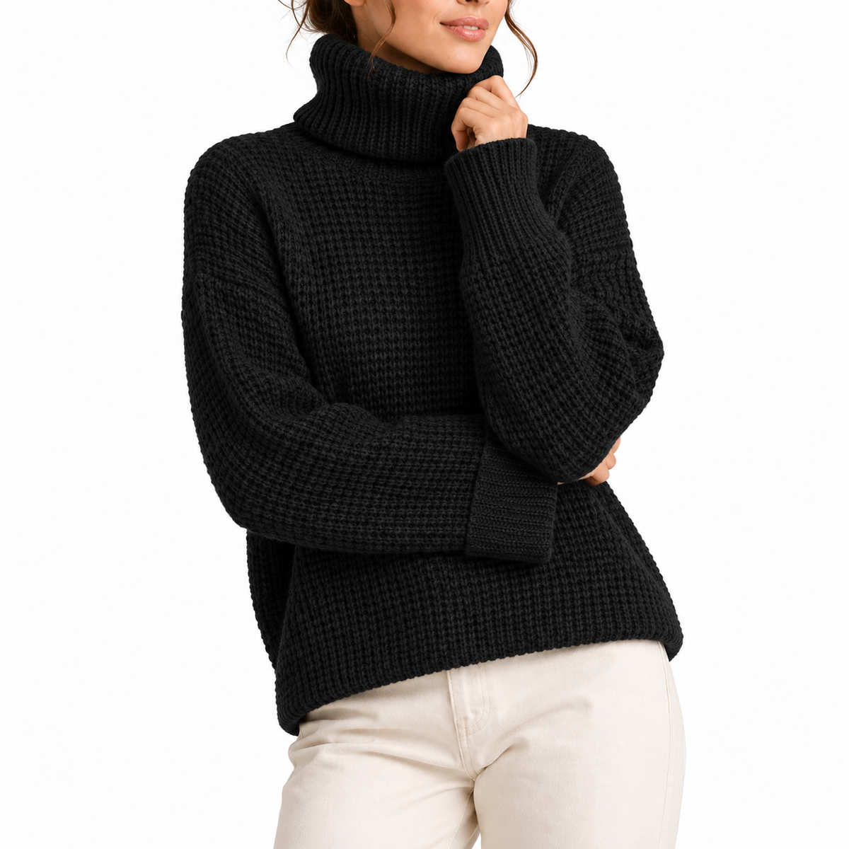 Women's Waffle Knit Turtleneck Sweater