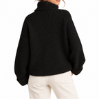Women's Waffle Knit Turtleneck Sweater