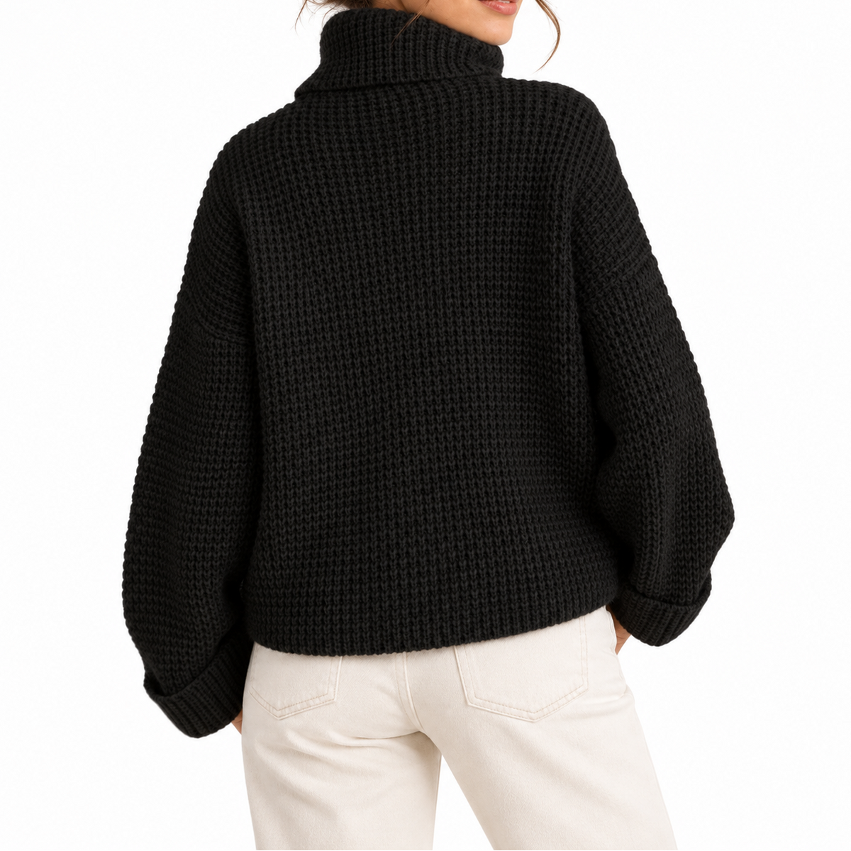 Women's Waffle Knit Turtleneck Sweater