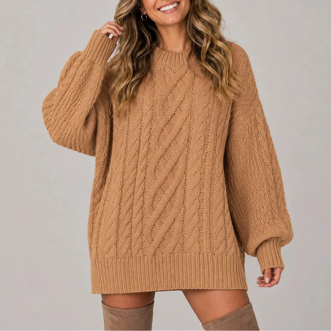 Women's Cable Knit Jumper Dress