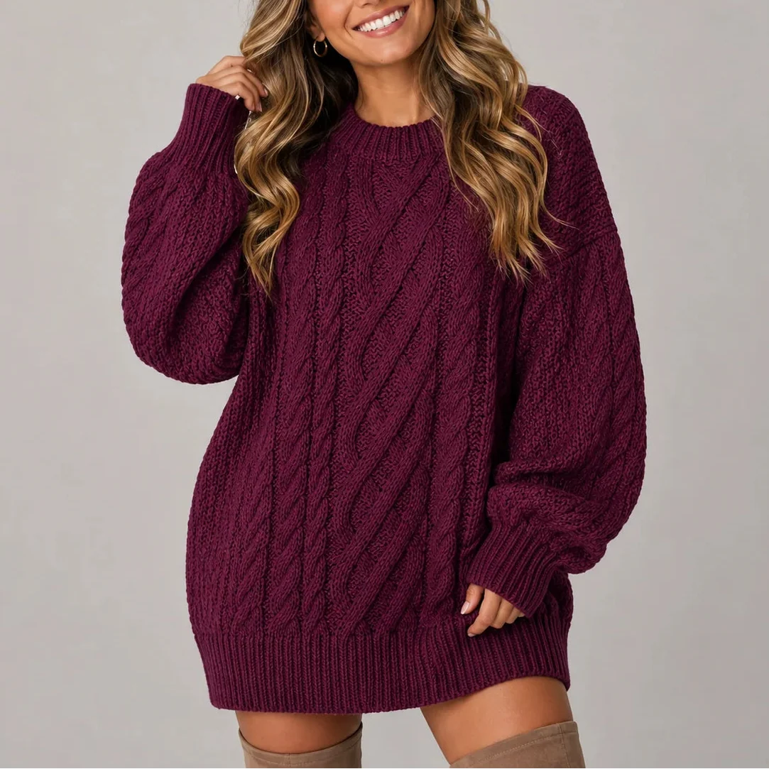 Women's Cable Knit Jumper Dress