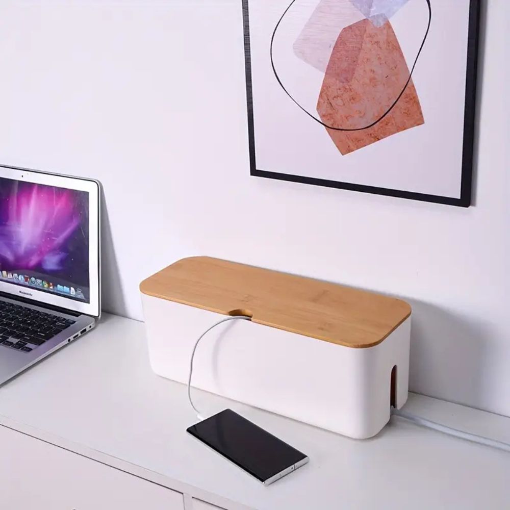 Bamboo Cable Organiser Box