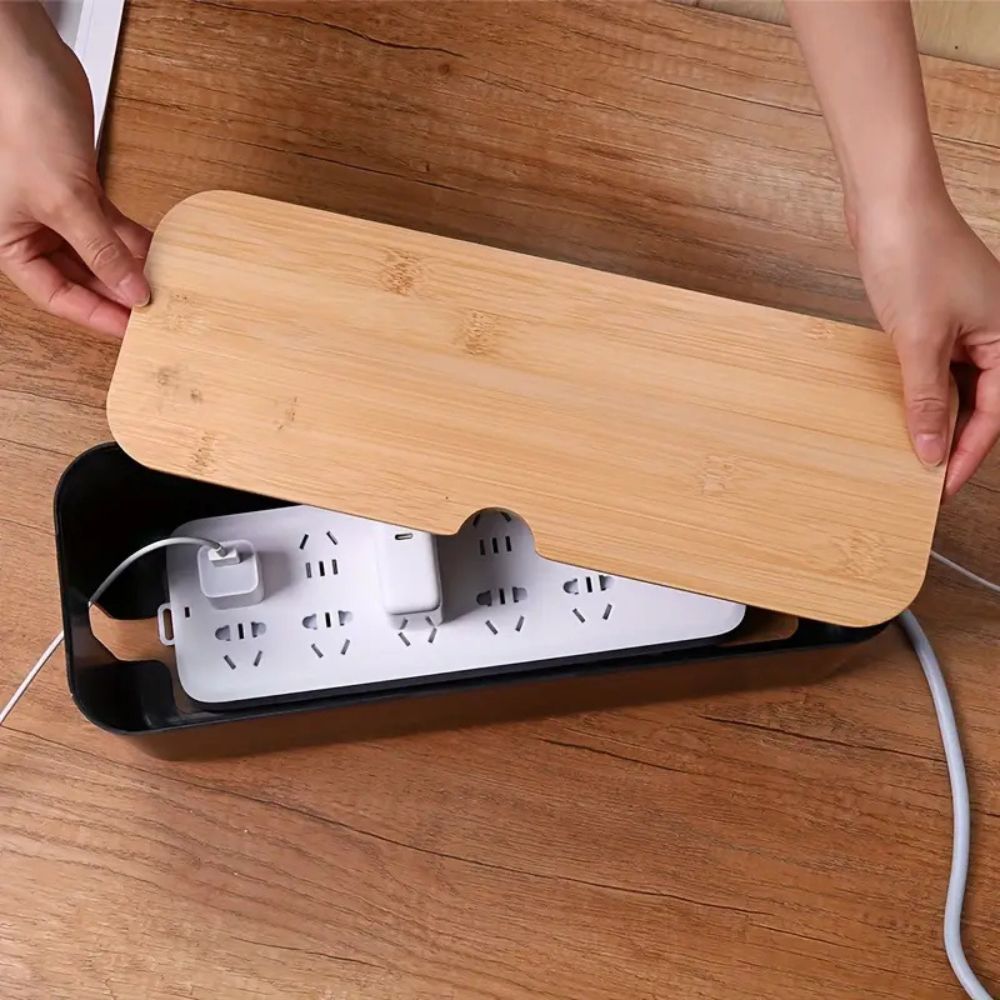 Bamboo Cable Organiser Box