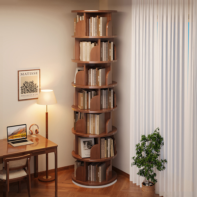 Rotating Bamboo Bookshelf