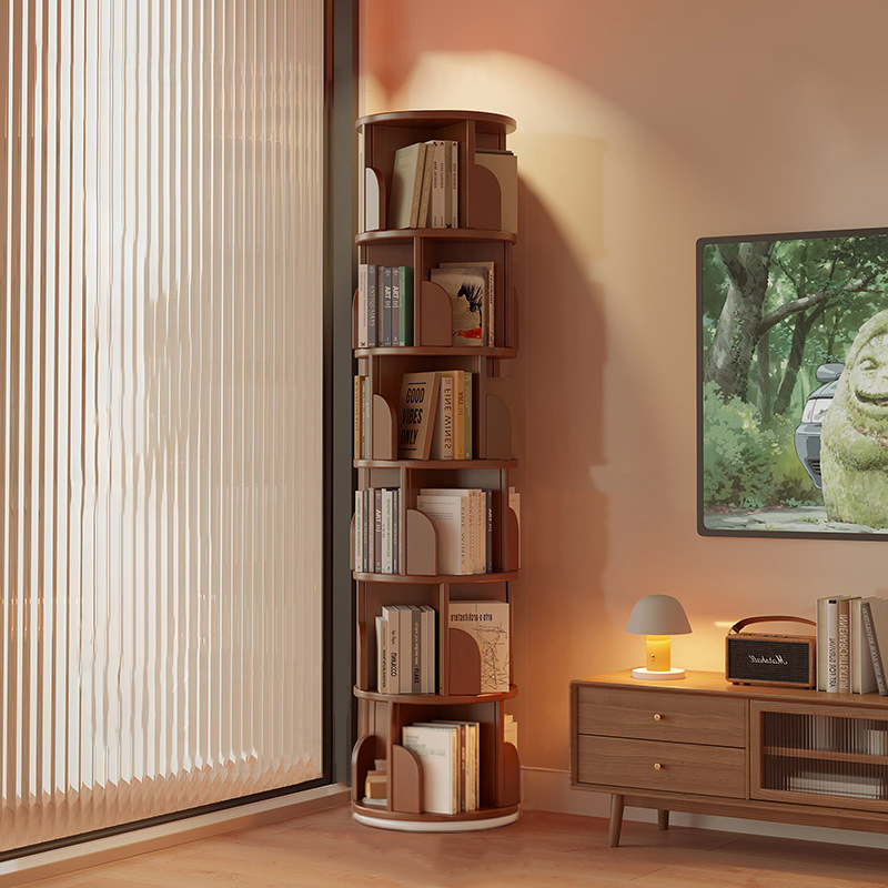 Rotating Bamboo Bookshelf
