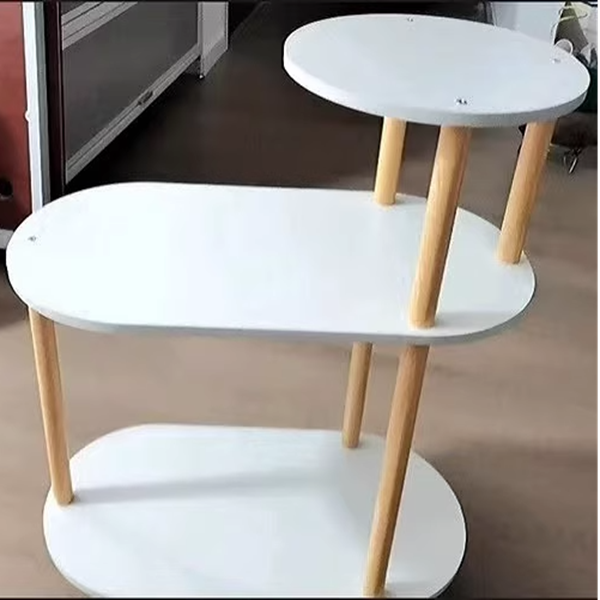 Three-Tier Solid Wood End Table