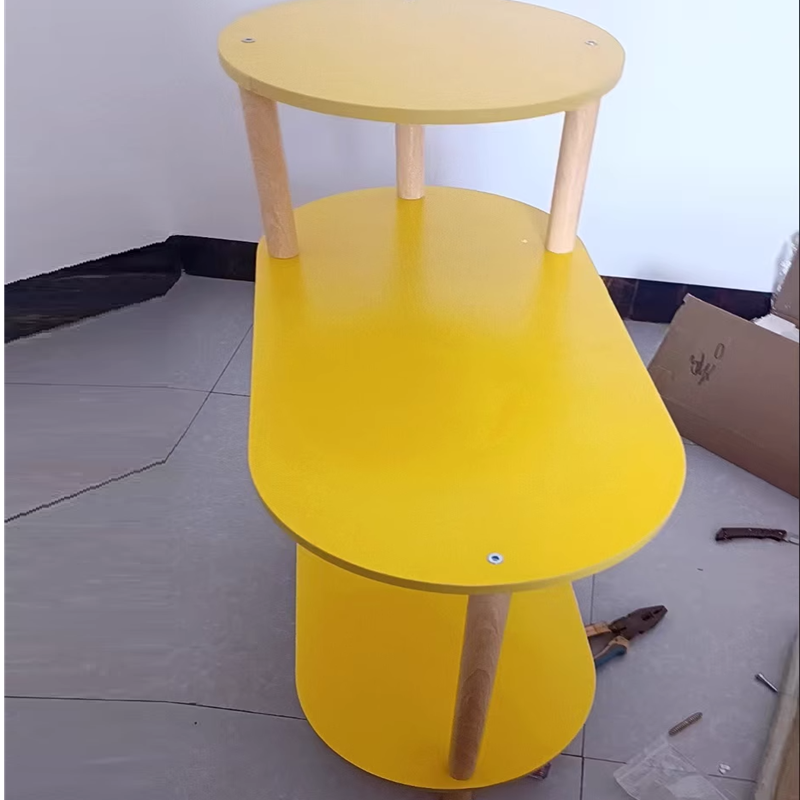 Three-Tier Solid Wood End Table