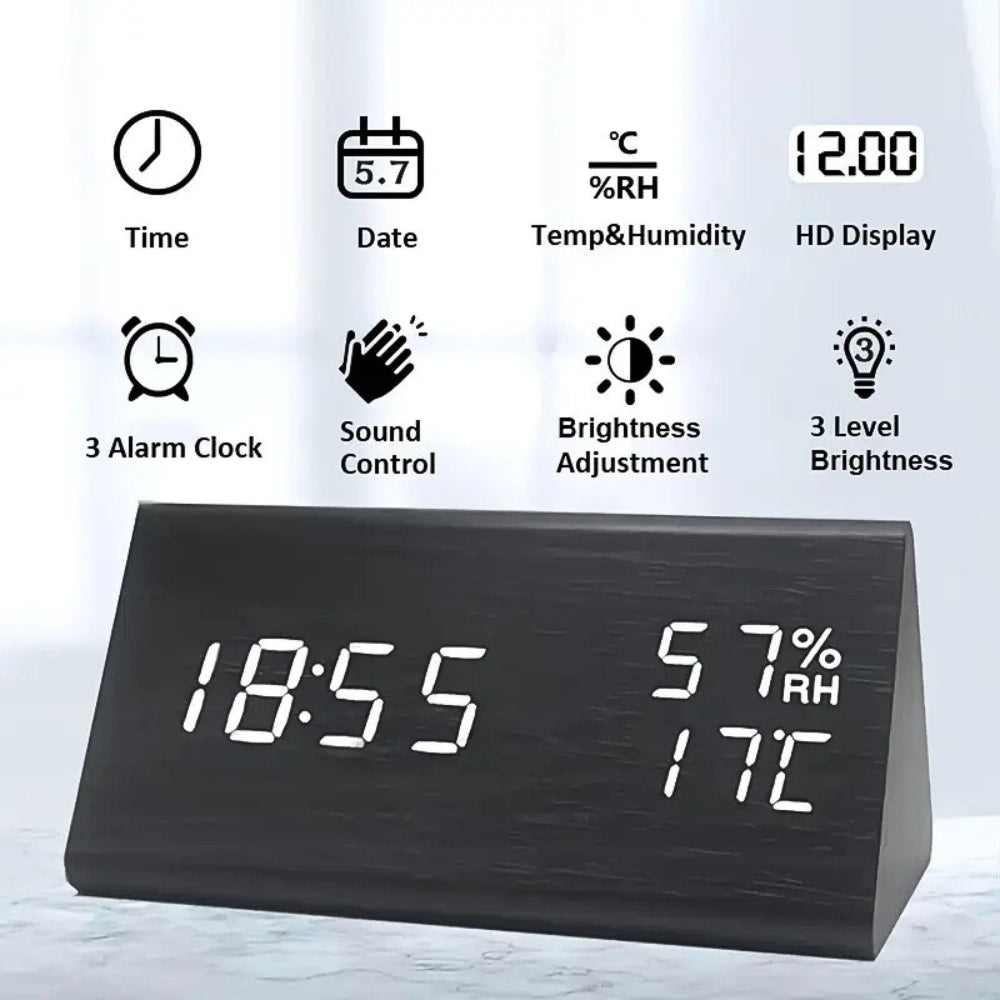 Elora Wooden LED Alarm Clock