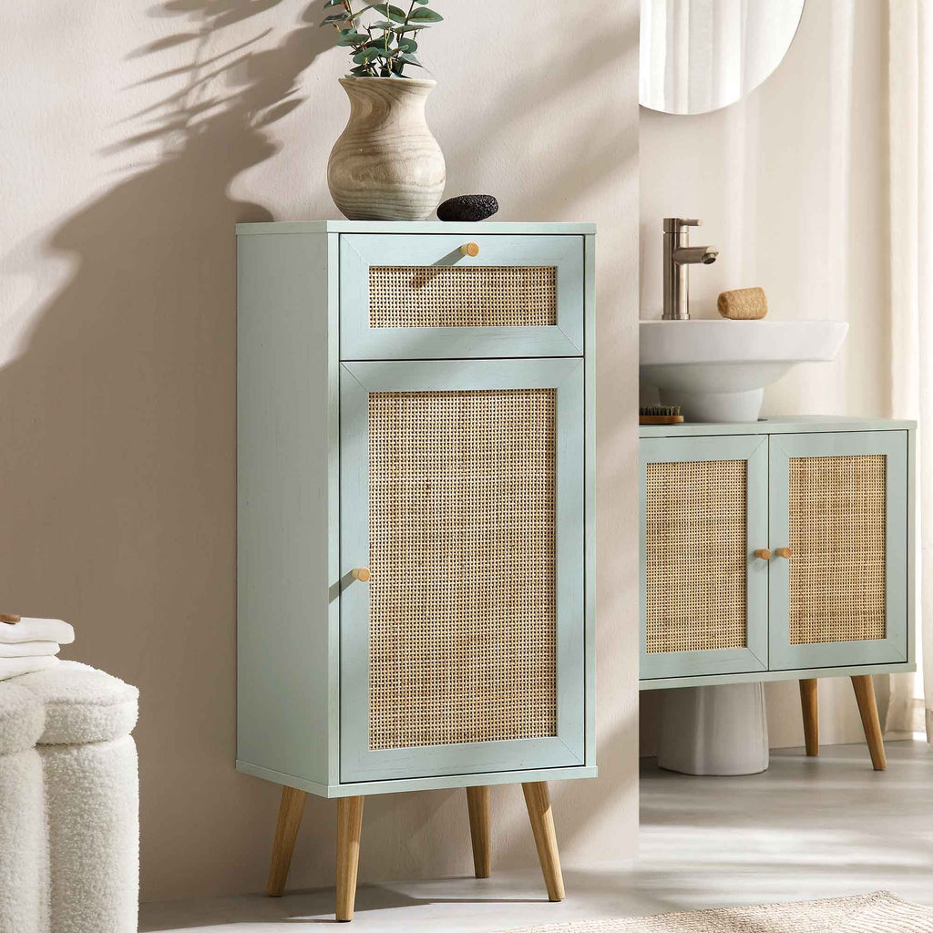 Frances Rattan Bathroom Cabinet – Mint