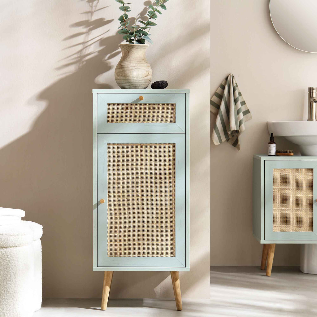 Frances Rattan Bathroom Cabinet – Mint