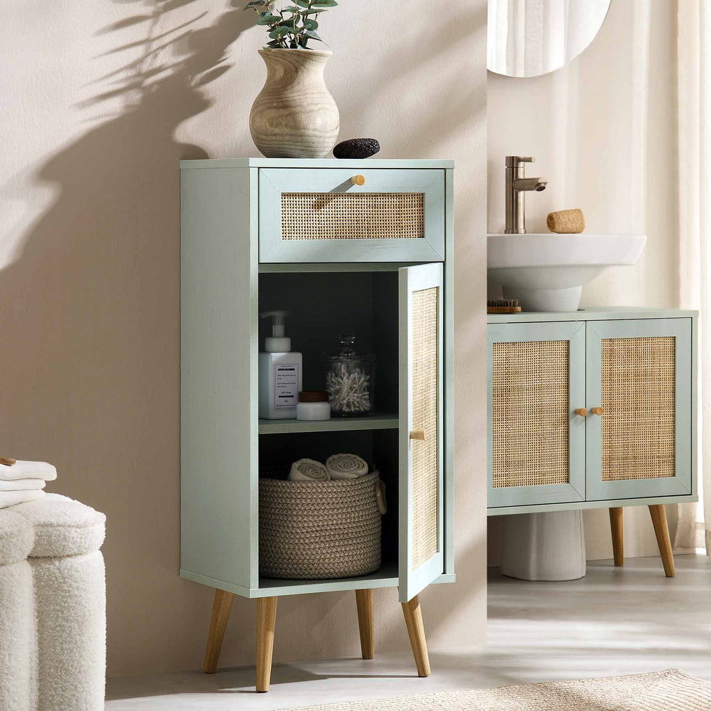 Frances Rattan Bathroom Cabinet – Mint