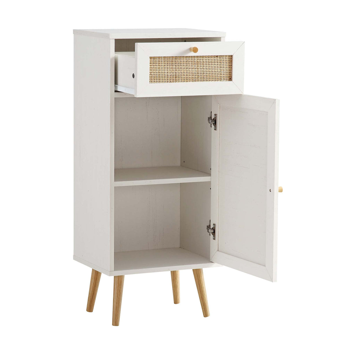 Frances Rattan Bathroom Cabinet – White