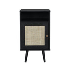 Frances Rattan Bedside Table – Black