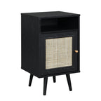 Frances Rattan Bedside Table – Black