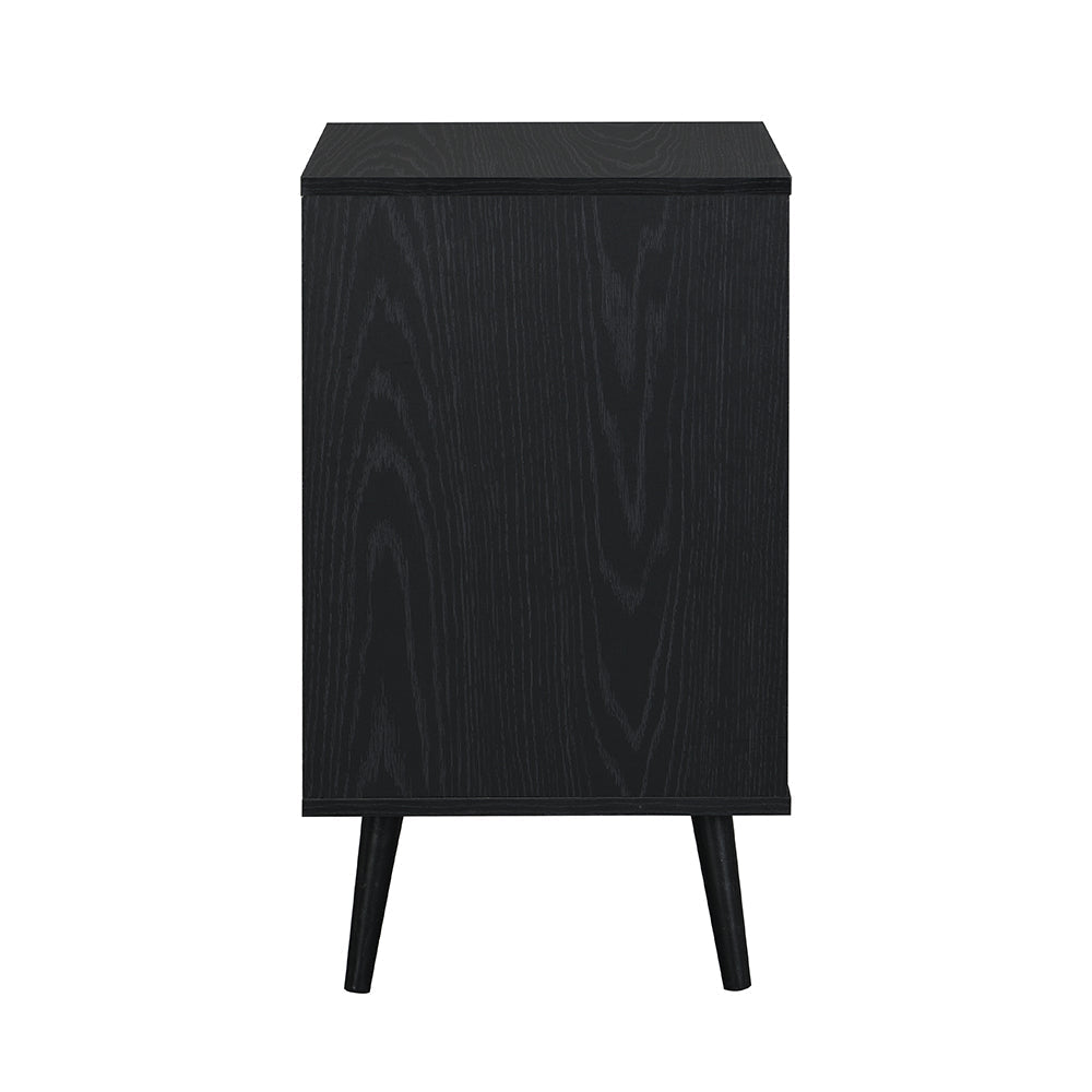 Frances Rattan Bedside Table – Black