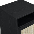 Frances Rattan Bedside Table – Black