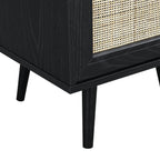 Frances Rattan Bedside Table – Black