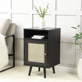 Frances Rattan Bedside Table – Black