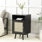 Frances Rattan Bedside Table – Black