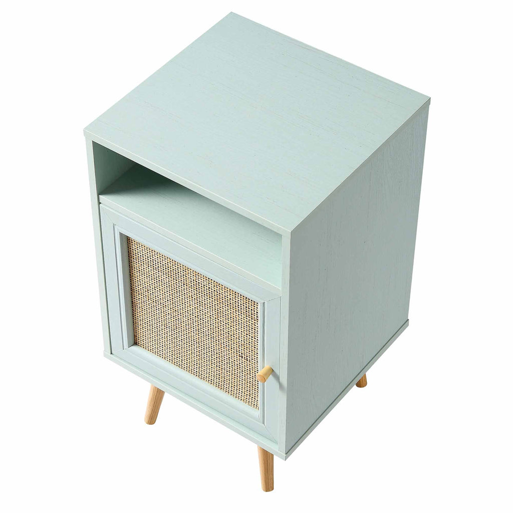 Frances Rattan Bedside Table – Mint