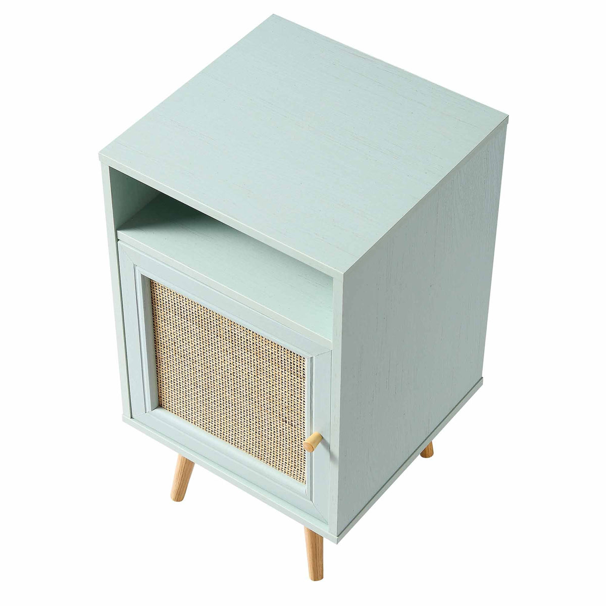 Frances Rattan Bedside Table – Mint
