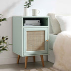 Frances Rattan Bedside Table – Mint