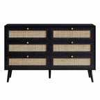 Frances Rattan 6 Drawer Dresser – Black