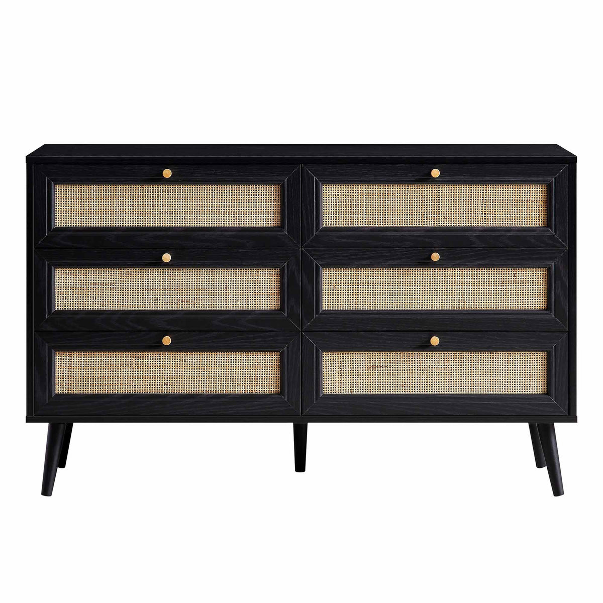 Frances Rattan 6 Drawer Dresser – Black