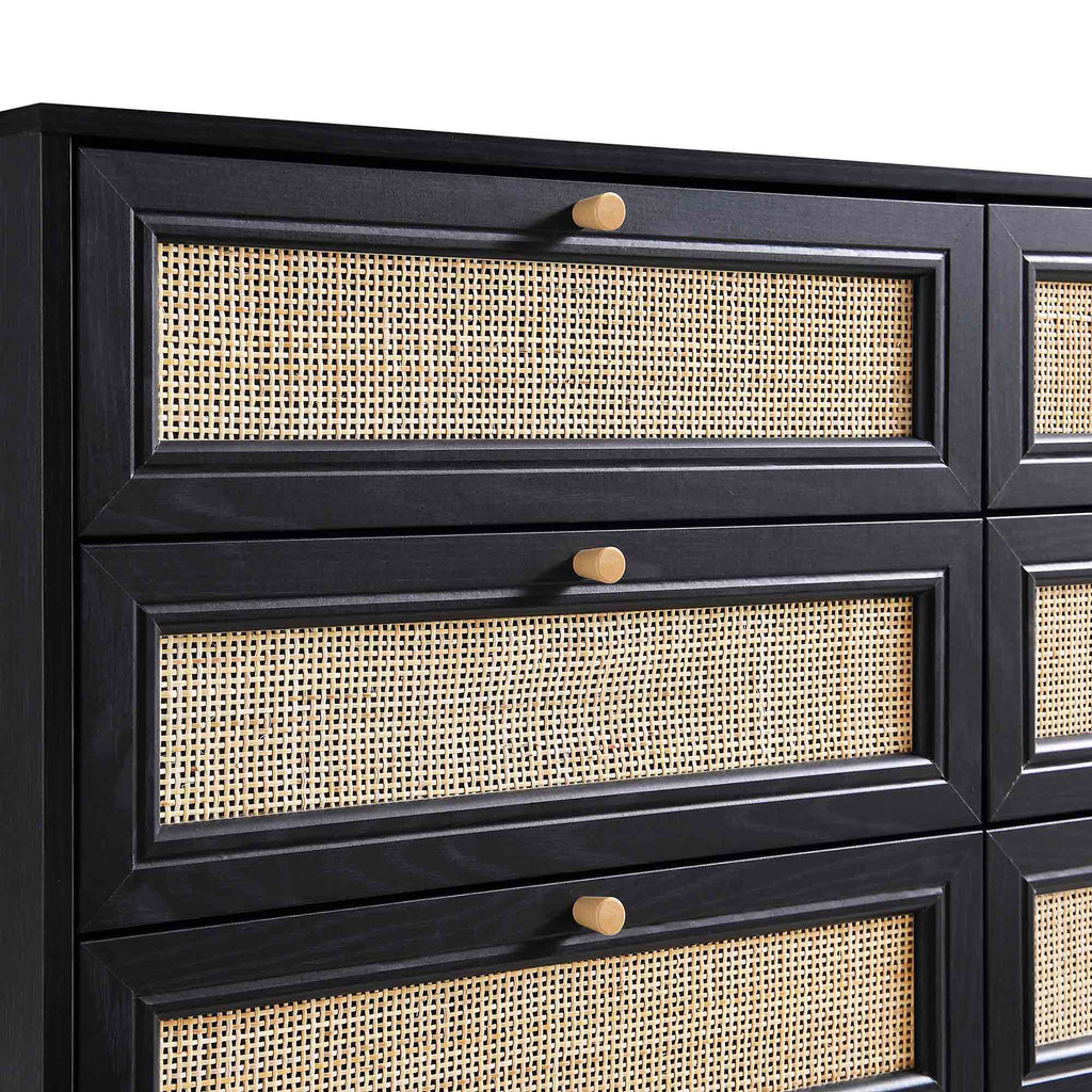 Frances Rattan 6 Drawer Dresser – Black