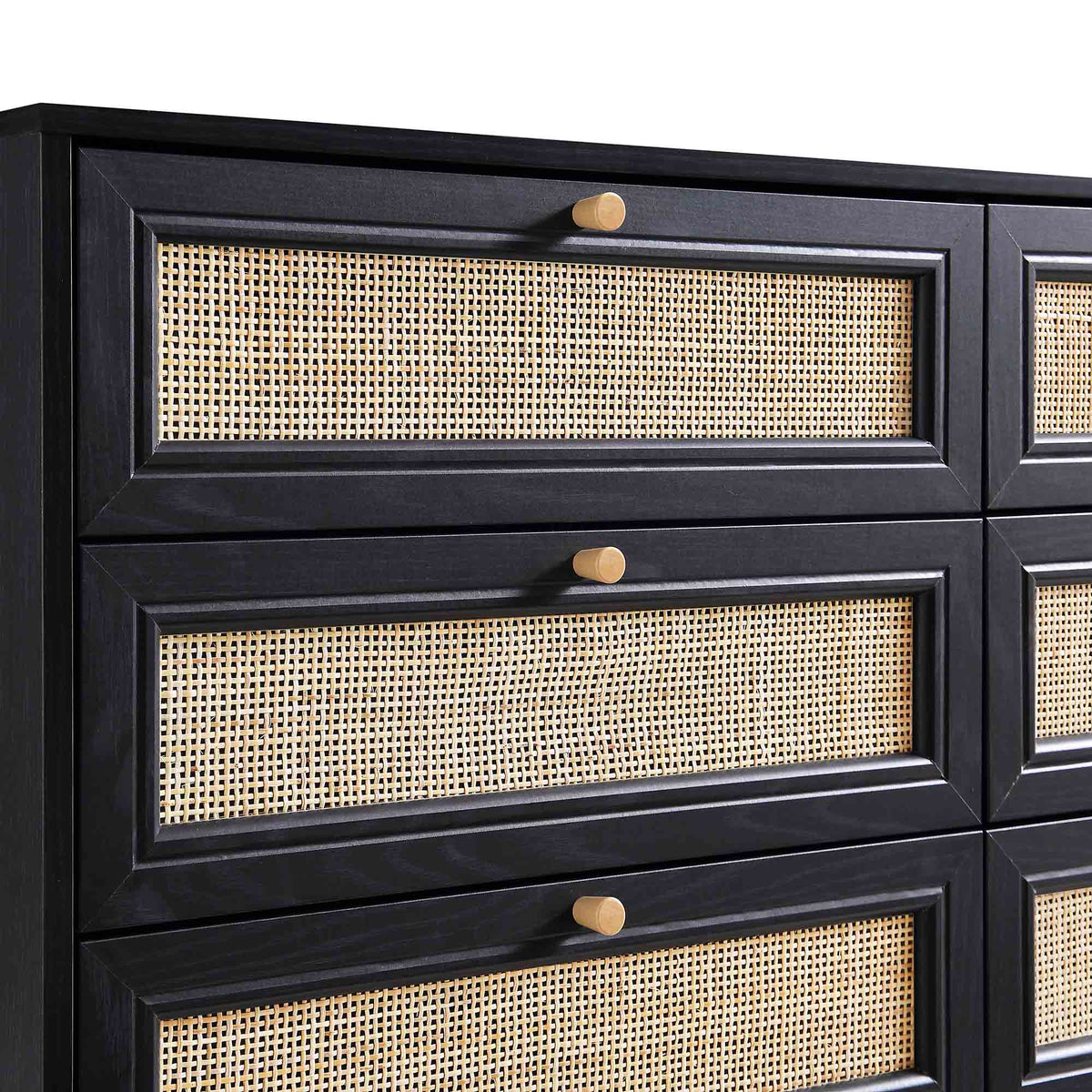 Frances Rattan 6 Drawer Dresser – Black