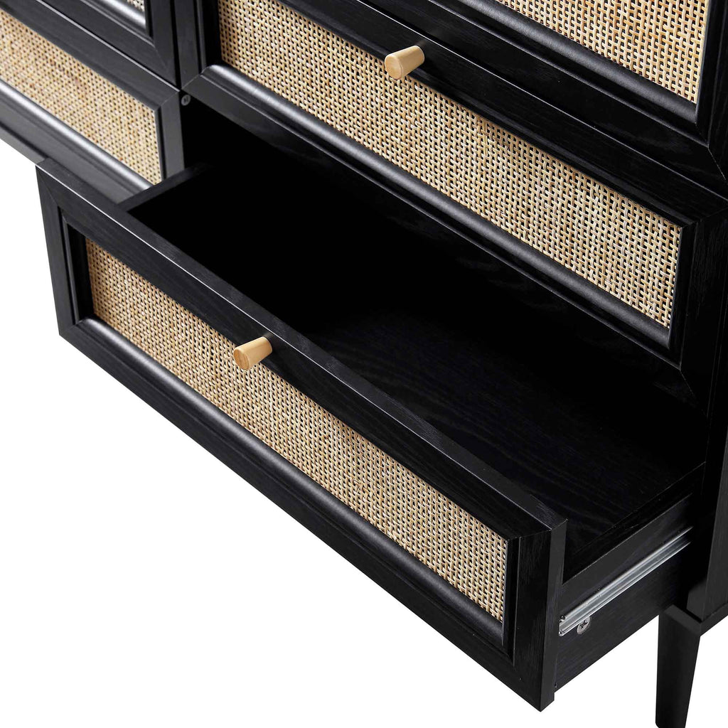 Frances Rattan 6 Drawer Dresser – Black