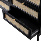 Frances Rattan 6 Drawer Dresser – Black