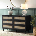 Frances Rattan 6 Drawer Dresser – Black