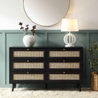 Frances Rattan 6 Drawer Dresser – Black