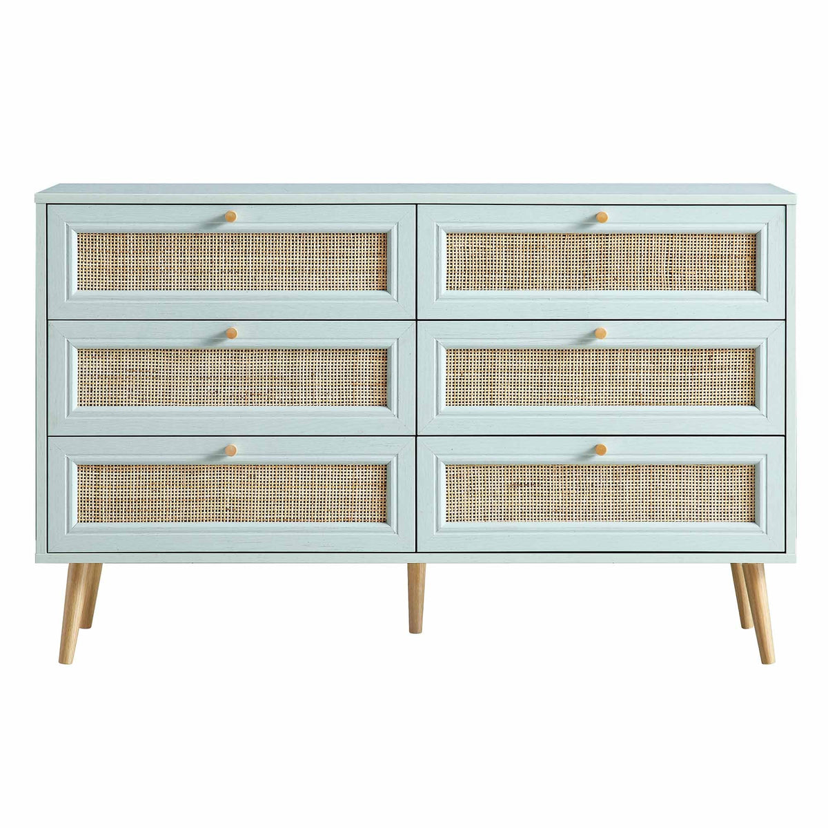 Frances Rattan 6 Drawer Dresser – Mint