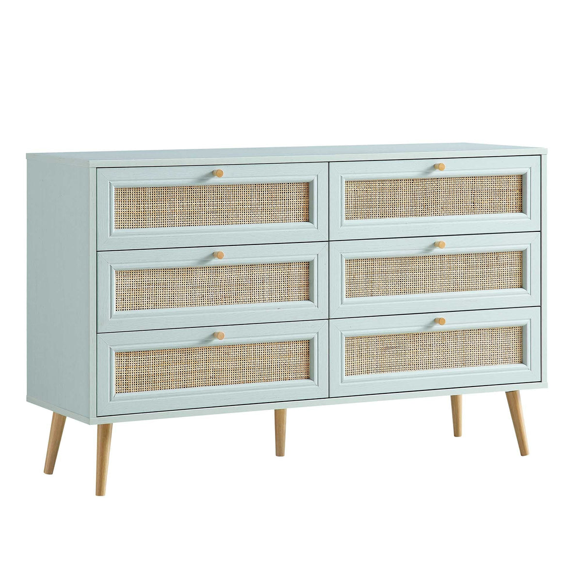 Frances Rattan 6 Drawer Dresser – Mint