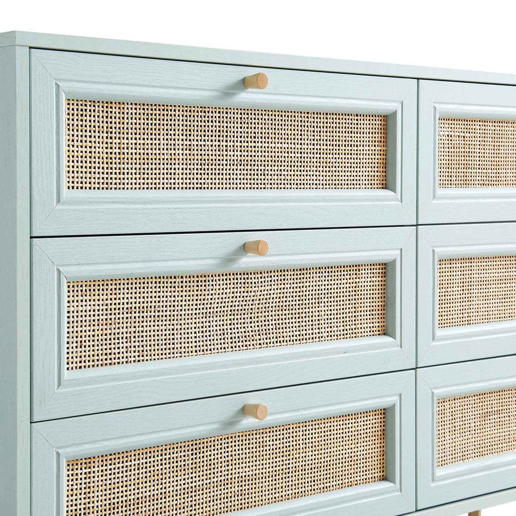 Frances Rattan 6 Drawer Dresser – Mint
