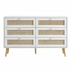 Frances Rattan 6 Drawer Dresser – White