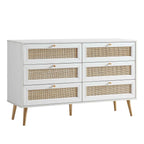 Frances Rattan 6 Drawer Dresser – White