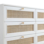 Frances Rattan 6 Drawer Dresser – White