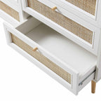 Frances Rattan 6 Drawer Dresser – White