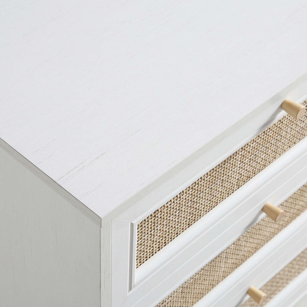 Frances Rattan 6 Drawer Dresser – White