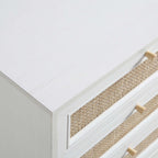 Frances Rattan 6 Drawer Dresser – White