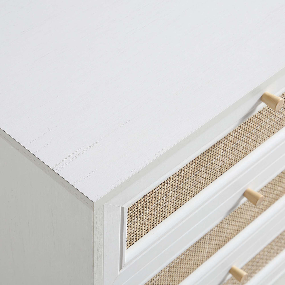 Frances Rattan 6 Drawer Dresser – White