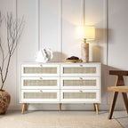 Frances Rattan 6 Drawer Dresser – White